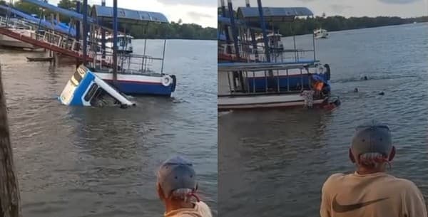 Mergulhadores fazem buscas em rio após ônibus afundar com passageiros no Pará; 8 foram socorridos