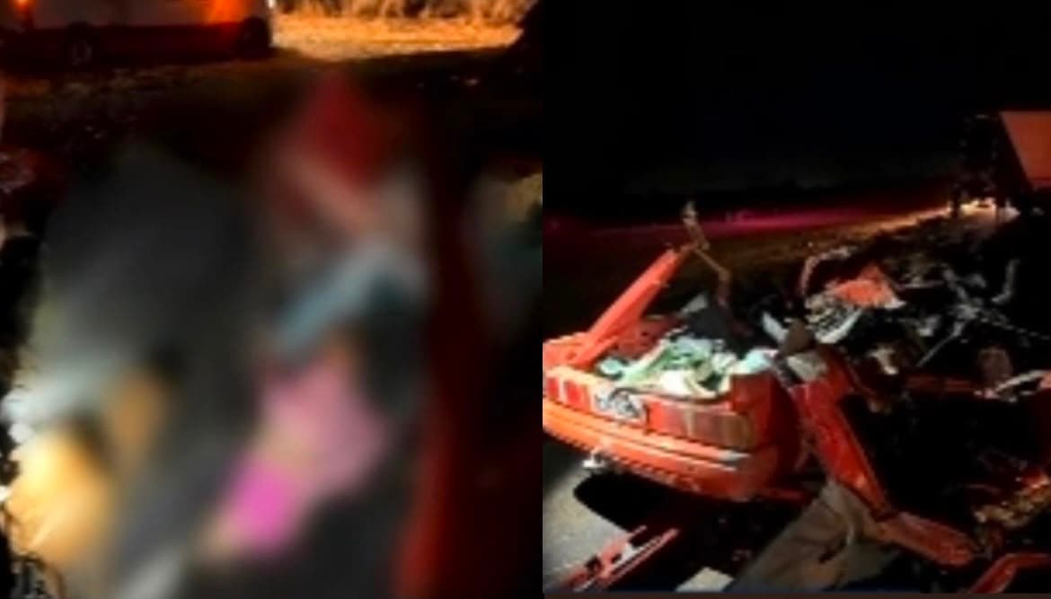 Carro bate de frente com caminhão, mata quatro e deixa criança em estado grave em Goiás