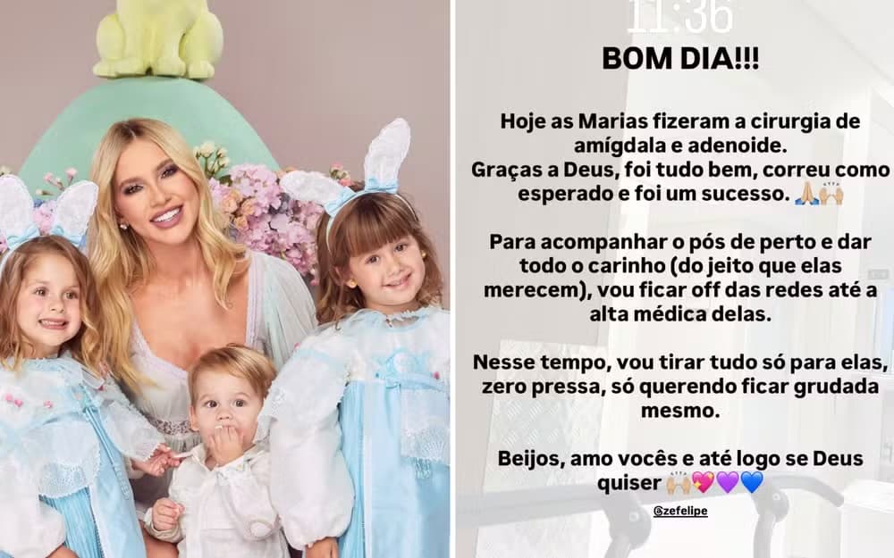 Virginia Fonseca anuncia pausa nas redes sociais após cirurgia das filhas