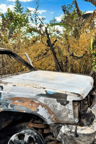 Cadáver carbonizado é encontrado em caçamba de caminhonete