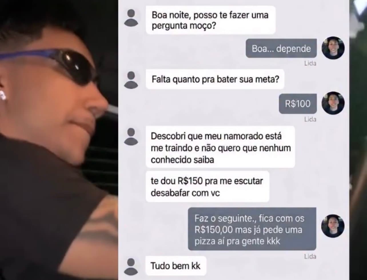 Passageira descobre traição, oferece R$ 150 para desabafar com motorista de app e conversa viraliza